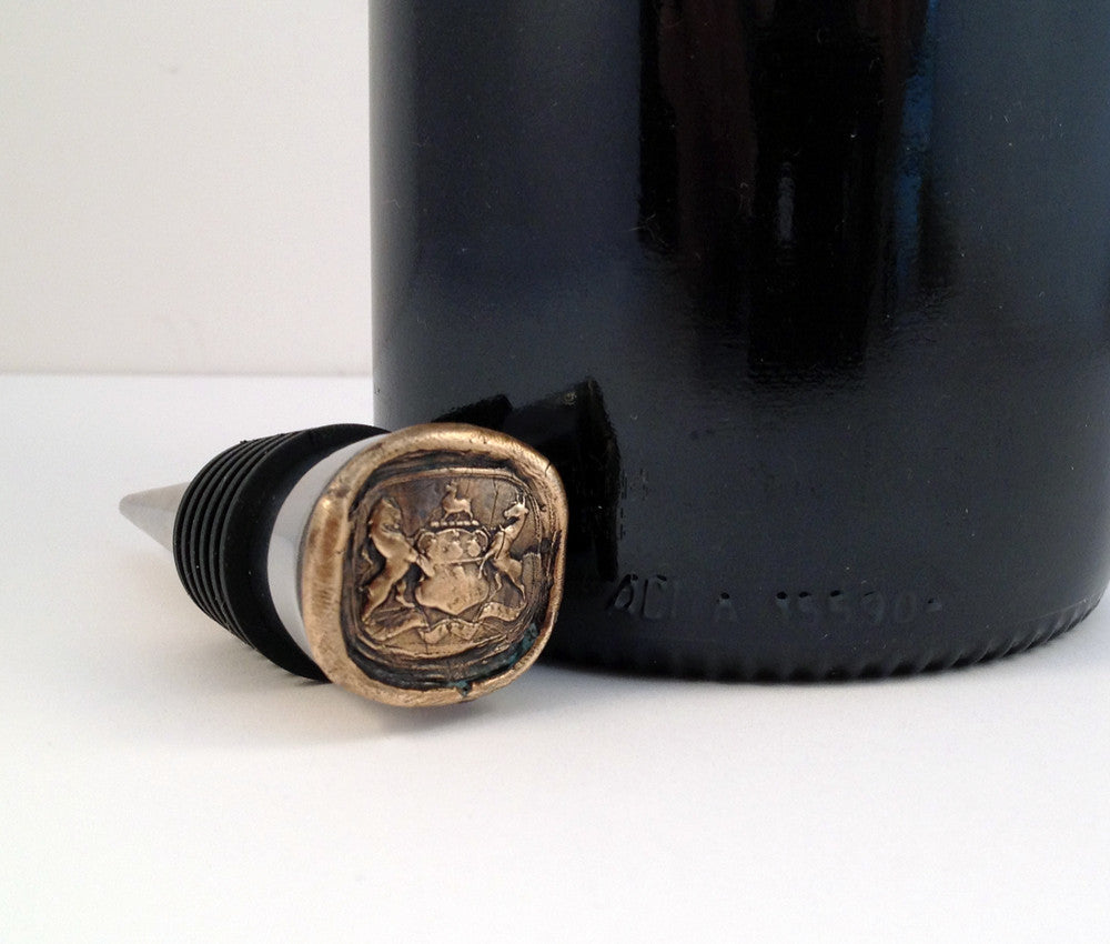 "Whatever Will Be Will Be"  - Family Crest Wine Stopper