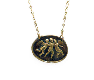 Love and Romance - Three Putti Angels Necklace